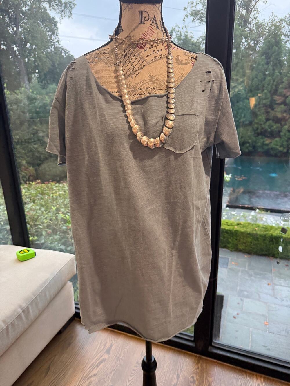 A Rare Bird Rio tattered pocket tee L XL Blue